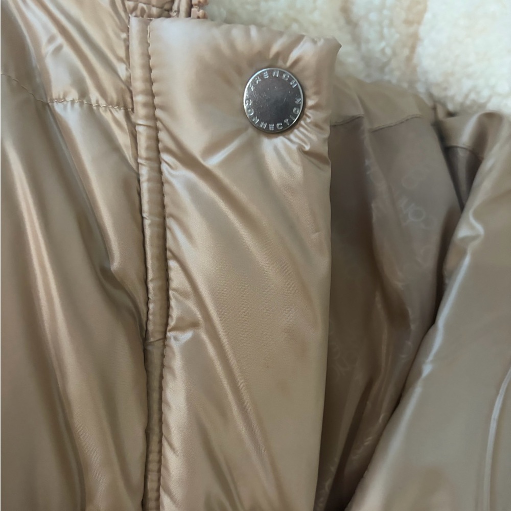 NWT French Connection Camel/Brown Sherpa Trim Puffer Coat in Women's Size XL - Picture 10 of 11